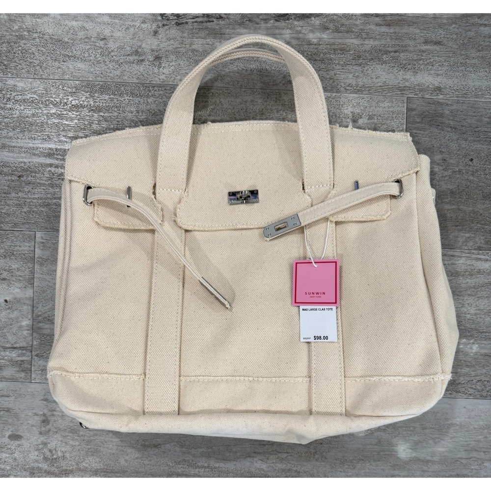 NEW Sunwin Madaket Large Classic Tote Bag Off White